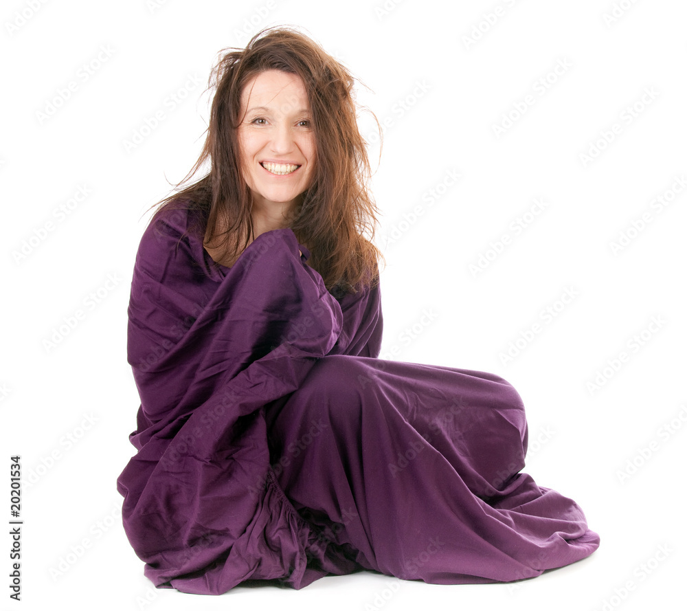 woman wrapped in sheet