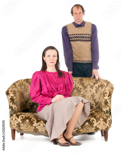 kitsch couple relationship problems on sofa