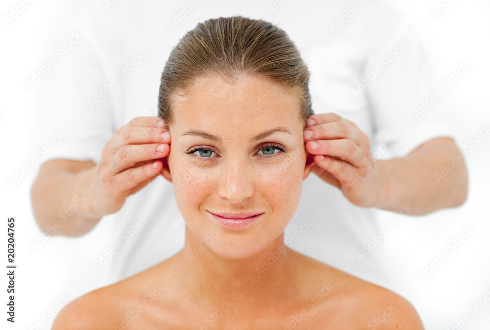 Charismatic woman having a head massage