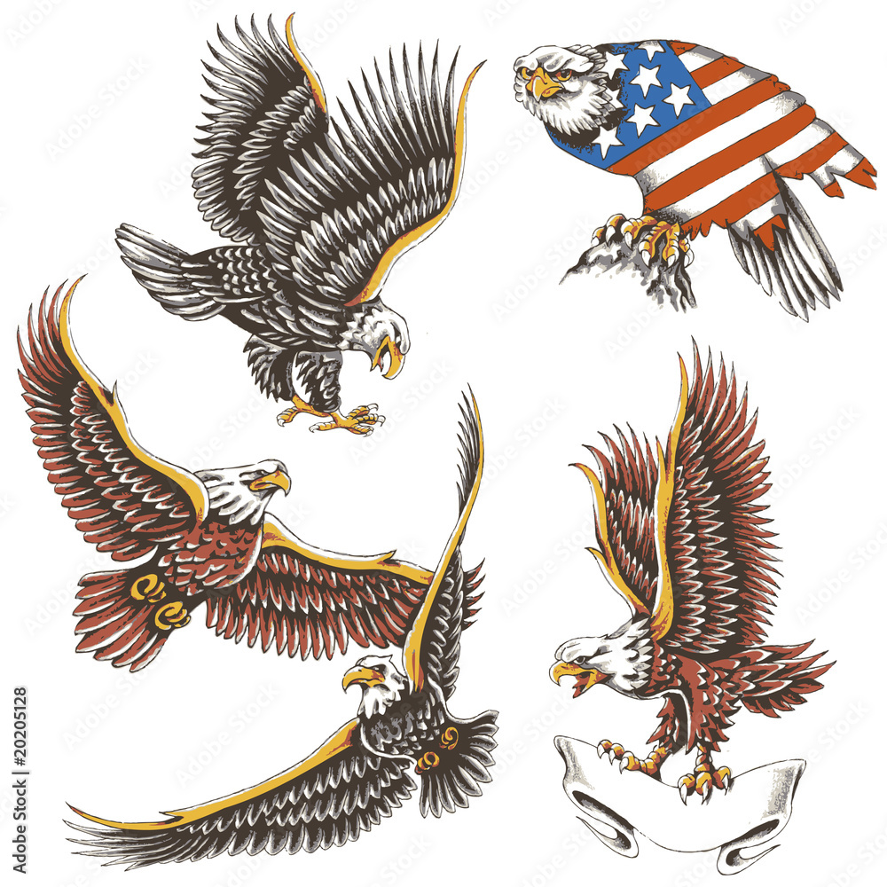 Naklejka premium vector illustration tattoo (Eagle - graphic)