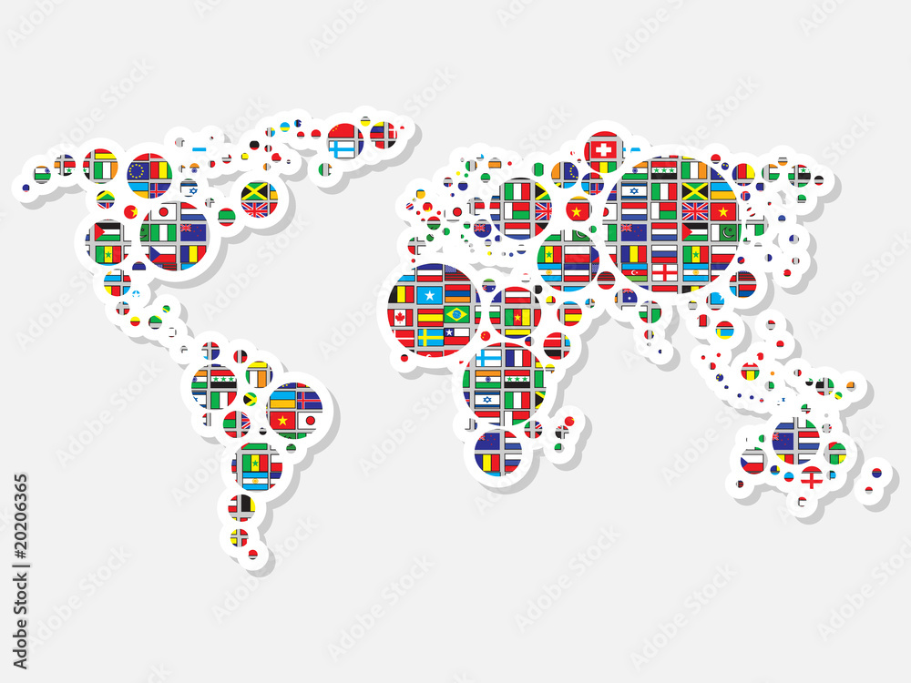 World Map With Flags Stock Vector Adobe Stock