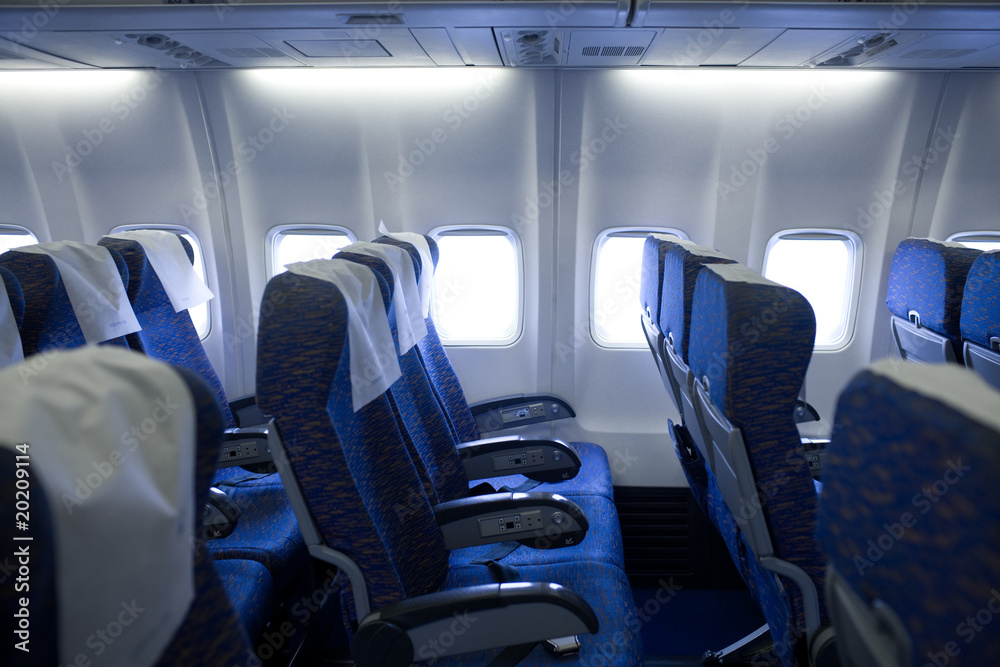 Fototapeta premium boeing airplaine interior empty and passangers free
