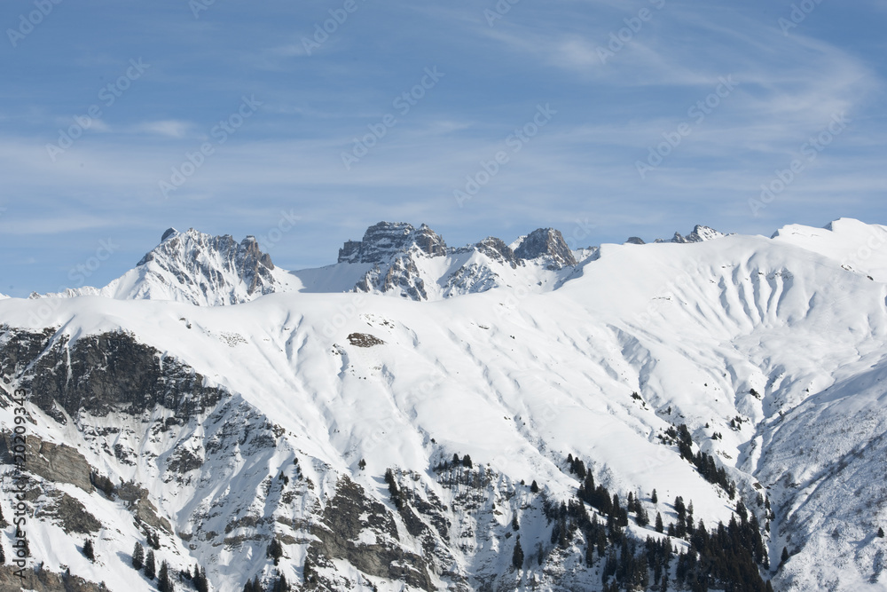 Montagne, Beaufortain sous la neige, Savoie, Areches, Alpes
