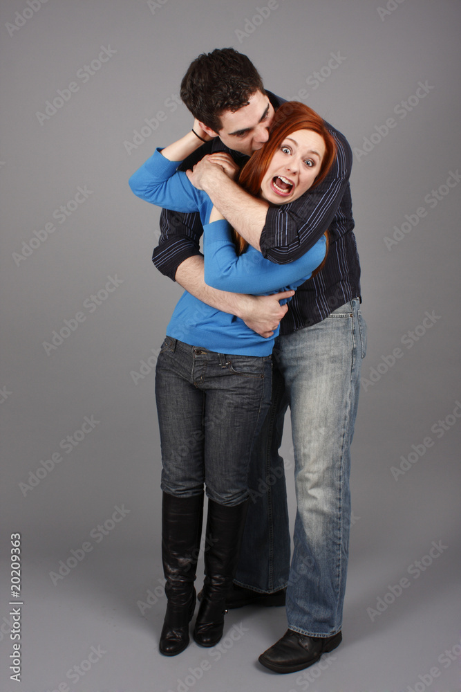Happy young couple in casual clothes. Happy young couple in casual clothes.