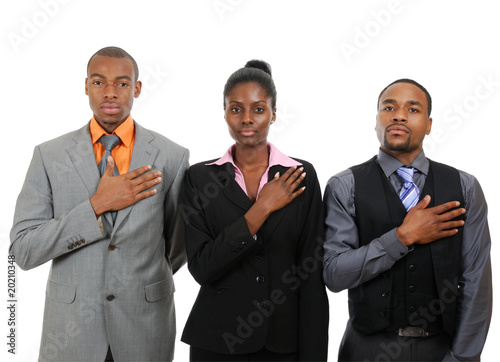Business team pledging