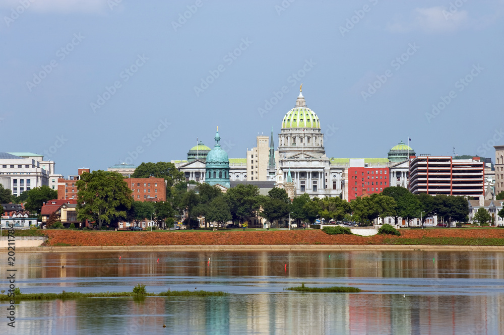 Harrisburg panorama with Capitol building
