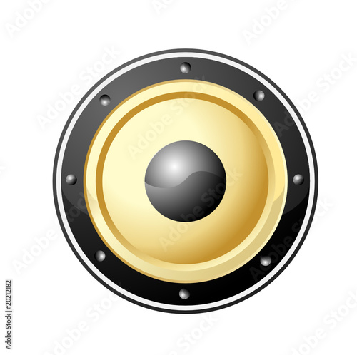 Vector illustration of golden loud speaker isolated