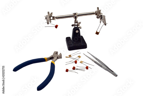 Clip for radio components, pincers and cutting pliers photo