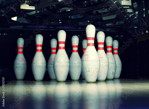 Fotografie bowling pins closeup