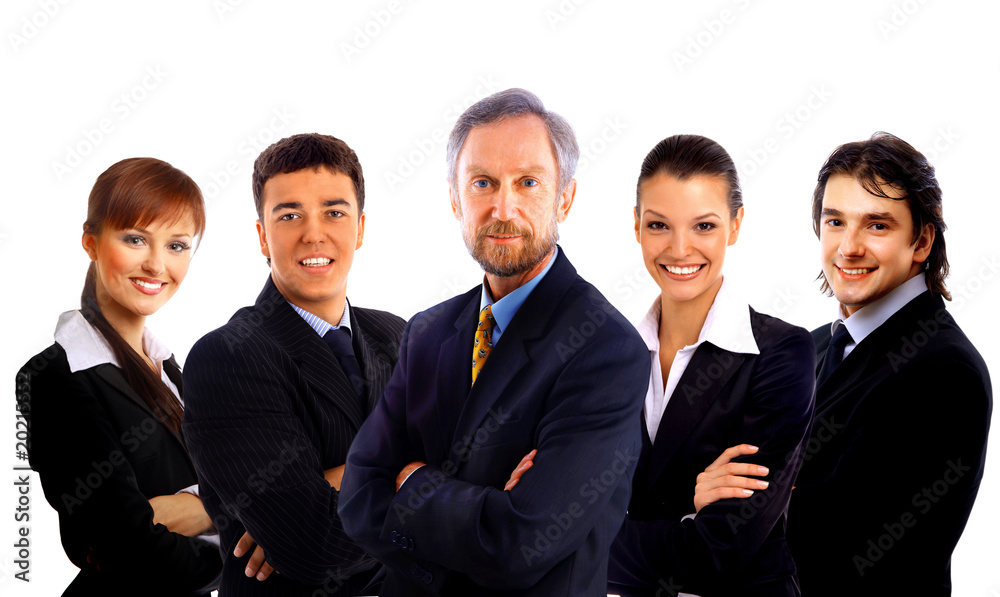 business man and his team isolated over a white background. business man and his team isolated over a white background.