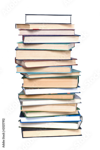 Books tower isolated on white