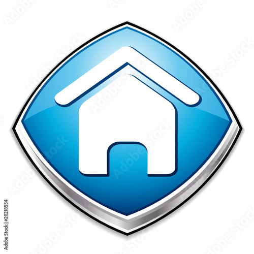Blue home diamond icon.