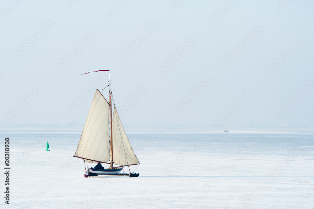 Fototapeta premium Ice sailing in the Netherlands