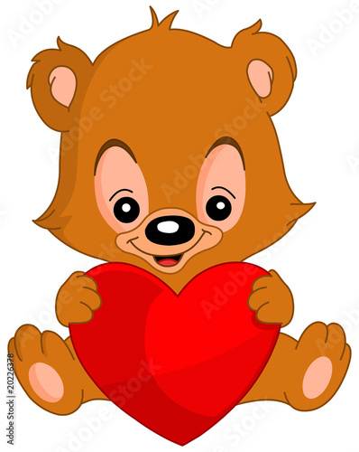 Cute valentine's teddy bear holding a big heart