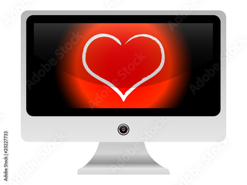 lcd with red heart
