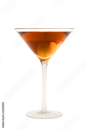 Rob Roy cocktail or Manhatten cocktail on a white background
