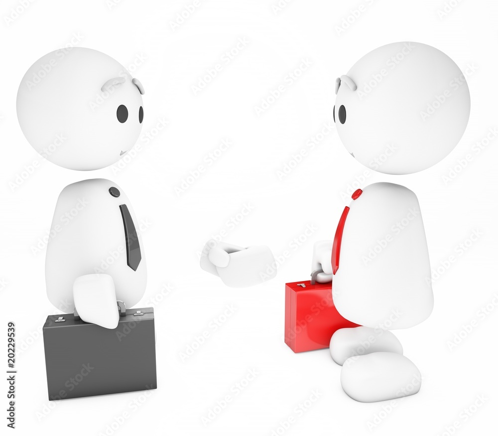 a cute 3D guy greeting a friend (3D happyman isolated series)