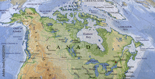 canada, usa map, paper texture closeup. north america travel, ocean water diversity