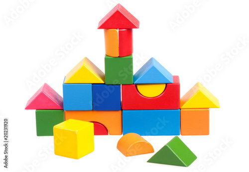 House constructed of wooden blocks