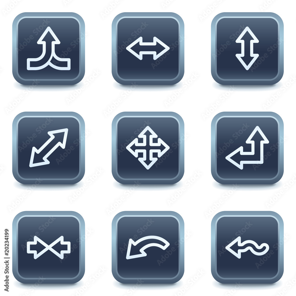 Arrows web icons set 2, mineral square buttons series