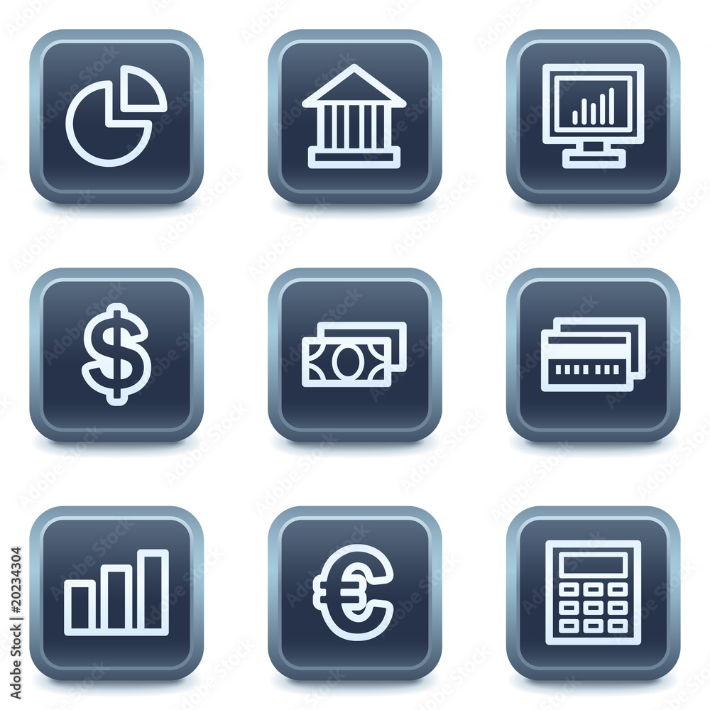 Finance web icons set 1, mineral square buttons series Finance web icons set 1, mineral square buttons series