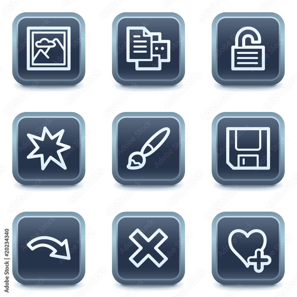 Image viewer web icons set 2, mineral square buttons series Image viewer web icons set 2, mineral square buttons series