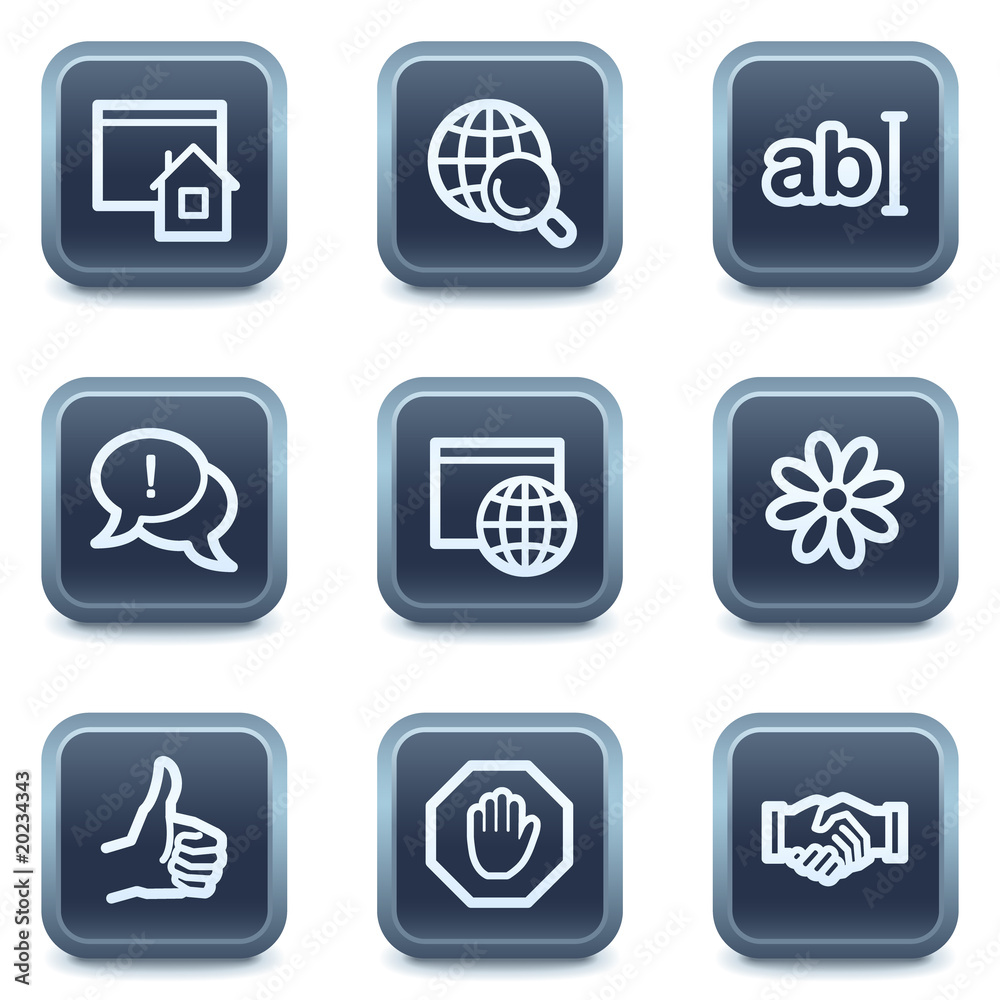 Internet web icons, mineral square buttons series