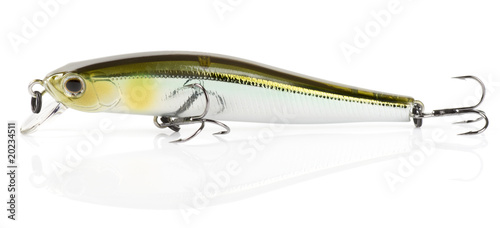 Plastic fishing lure (wobbler) isolated on white