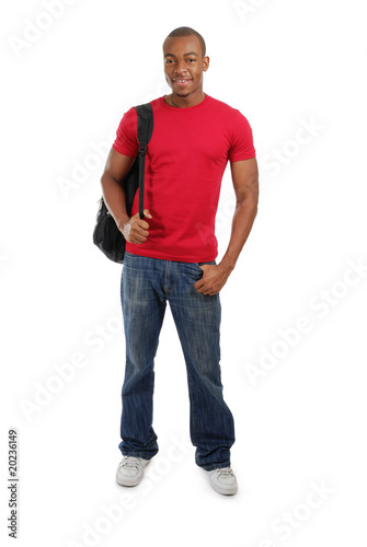African american student with bag