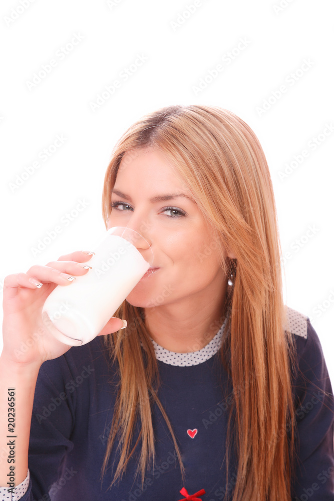 Fresh and beautiful woman with milk moustache Fresh and beautiful woman with milk moustache