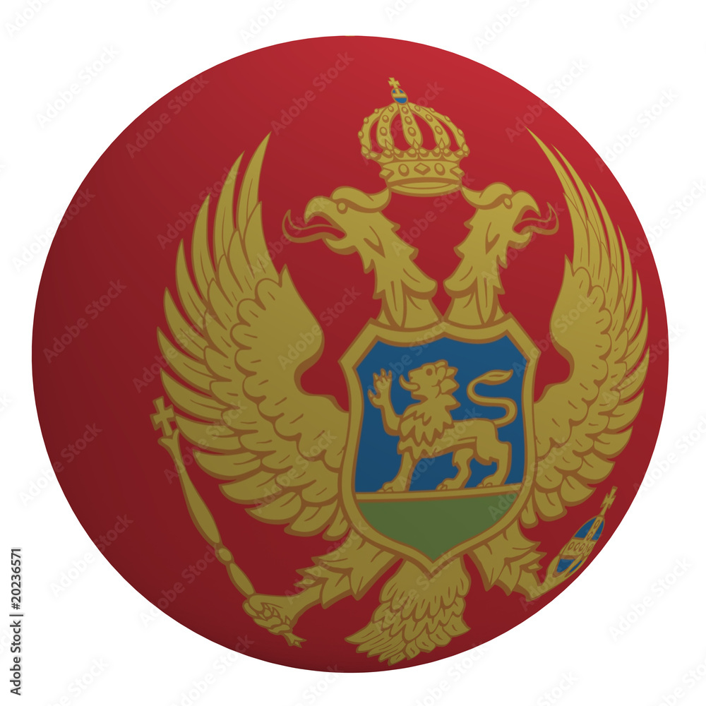 Montenegro flag on the ball isolated on white. Montenegro flag on the ball isolated on white.