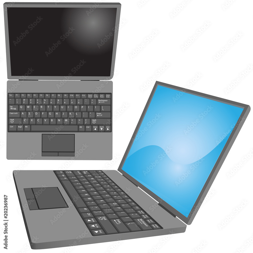 Laptop computer keys keyboard top side views Laptop computer keys keyboard top side views
