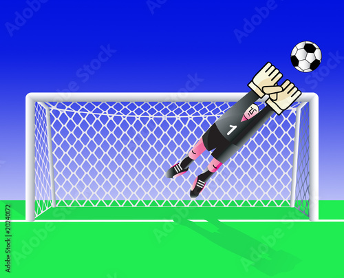 Soccer  goalkeeper saves the goal. Vector illustration.