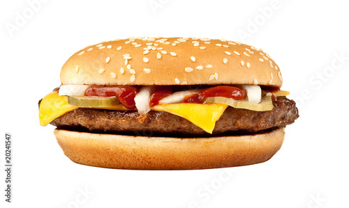 Cheeseburger on White