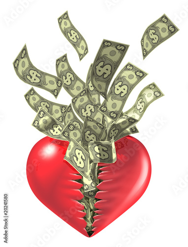 love and money relationship Isolated on white
