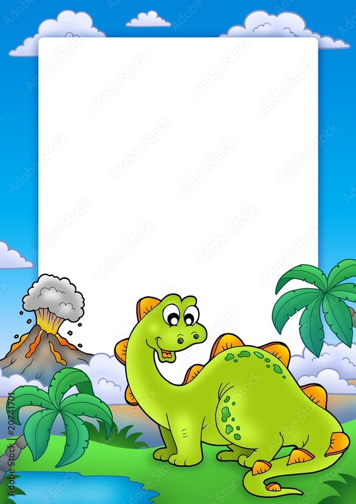 Naklejka premium Frame with cute dinosaur