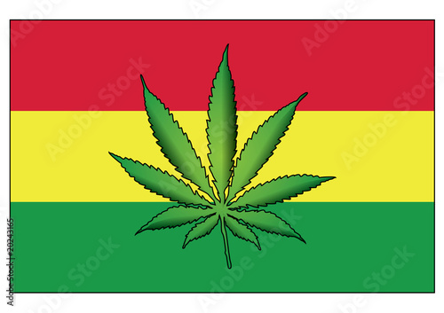 Bandera rastafari con hoja marihuana