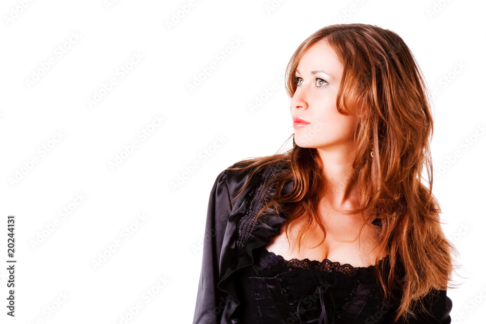 Beautiful charming modest girl in jacket Beautiful charming modest girl in jacket