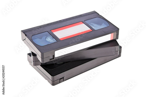 Old Video Cassette tapes isolated on white background