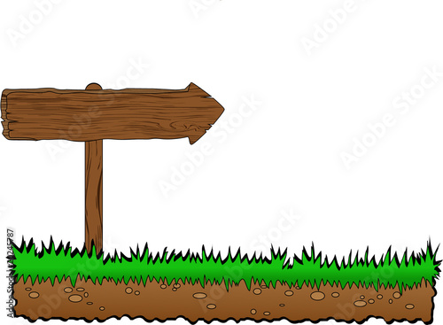 vector wooden arrow on grass
