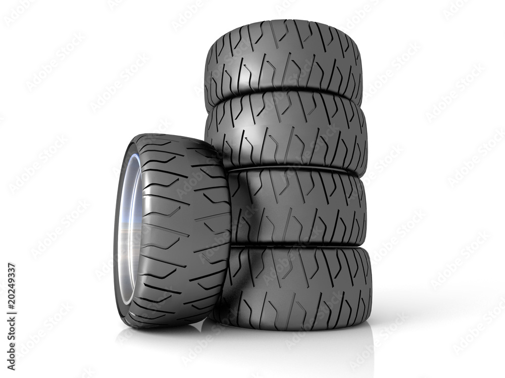 New wheels, isolated on white New wheels, isolated on white