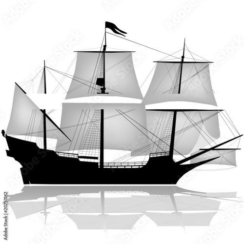 Old sailing boat vector