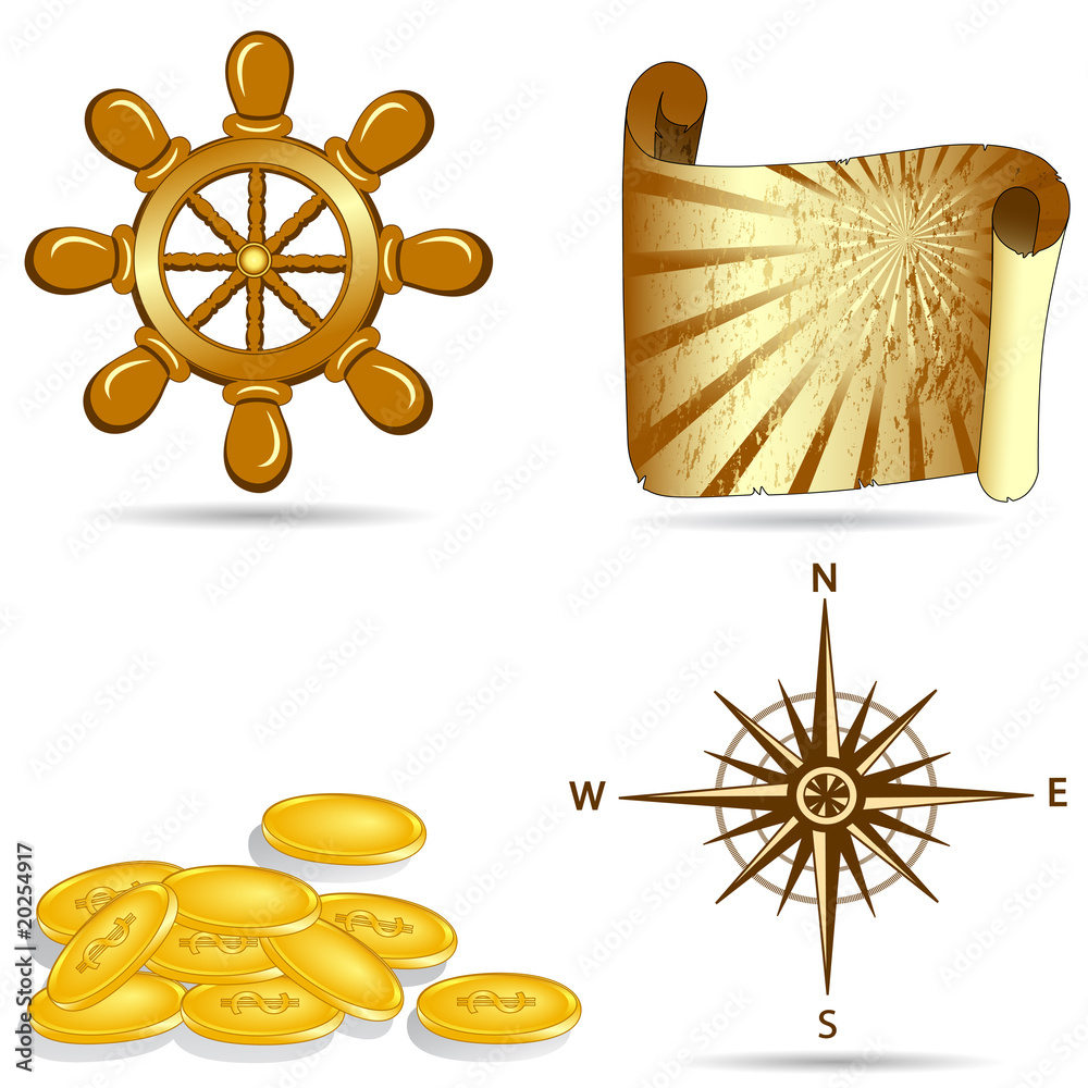 vector illustration of a set of nautical icons