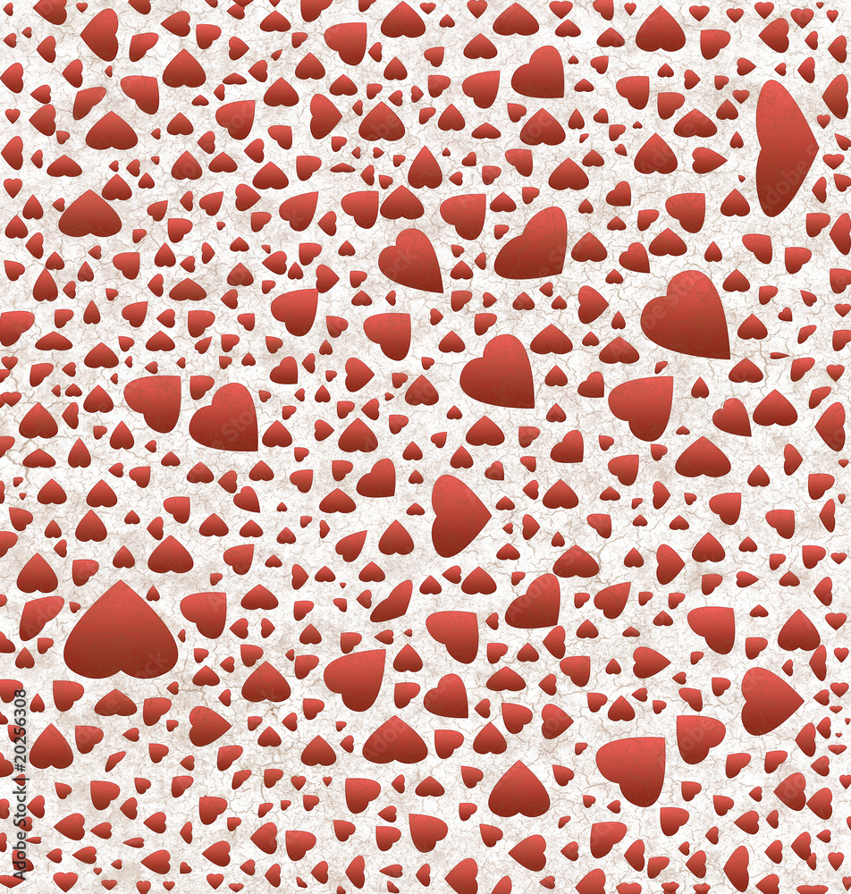 Fototapeta premium red hearts on grunge textured paper