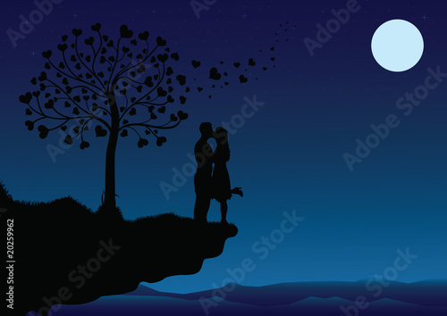 Couple Kissing into the night