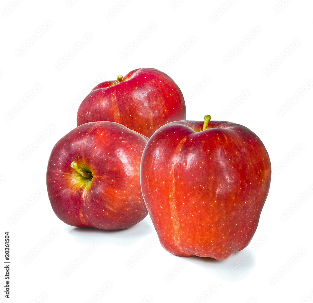 Fresh ripe red delicious apples on white background Fresh ripe red delicious apples on white background
