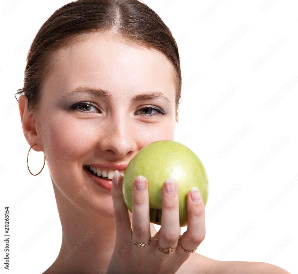 girl with apple