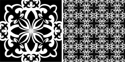 Acrylglasbilder Muster nach Farbe Elegantes Ornamentmuster im Vintage Stil  © VolkovaElena
