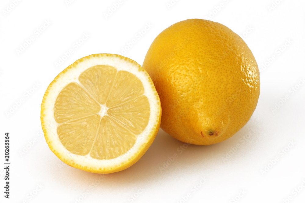 Fresh sliced lemon isolated on white background