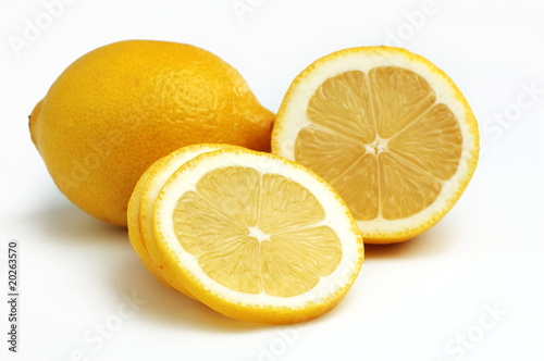 Fresh sliced lemon isolated on white background